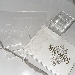Wedding Guestbook, Guestbook acrylic sign, and “We Do” ring box